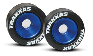 Traxxas Rubber Tires Mounted on Blue-Anodized