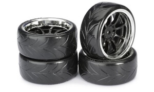 Absima Drift Wheel Set LP 9 Spoke Black-Chrome Profile A 1/10