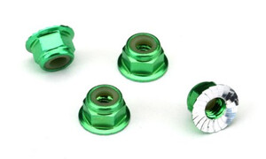 Traxxas Green Aluminum Flanged Nuts Wheel 4mm 1747G