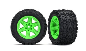 Traxxas Wheels and Tires Green Rustler 6774G