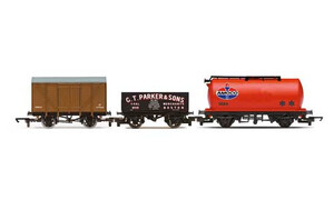 Hornby Triple Wagon Pack, Mixed Wagons with Box Van - Era 3 R60048