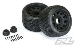 Pro-Line Racing Road Rage 3.8" Street Tires Mounted On Raid Black 8x32 Removable Hex Wheels (2) For 17mm Mt Fr Or Rr 1177-10