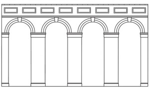 Hornby High Level Arched Retaining Walls x 2 (Red Brick) R7372