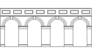 Hornby Mid Level Arched Retaining Walls x2 (Red Brick) R7384