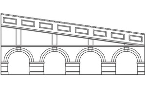 Hornby Mid Stepped Arched Retaining Walls x2 (Red Brick) R7386