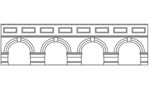 Hornby Low Level Arched Retaining Walls x2 (Red Brick) R7388