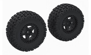 Arrma DBoots Fortress SC Tyres on Black Wheels, 2pcs ARA-1616