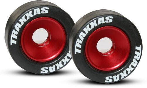 Traxxas Rubber Tires Mounted on Red-Anodized