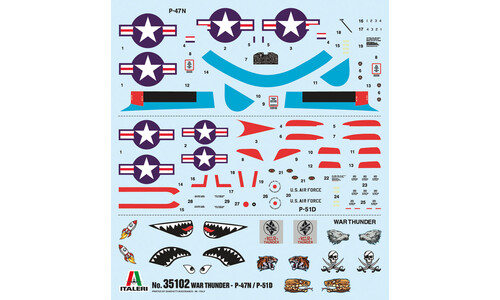 Italeri War Thunder P-47 N and P-51 D decal