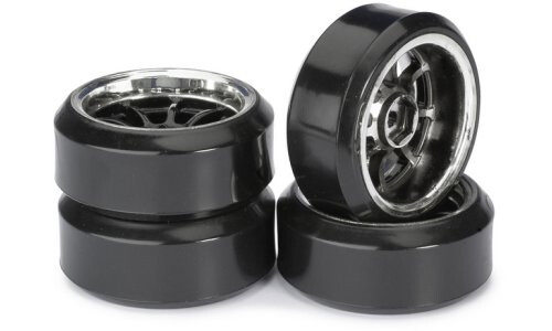 Absima Drift Wheel Set LP 9 Spoke Black-Chrome Profile C 1/10