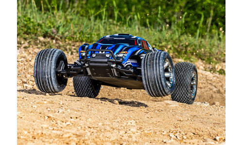 Traxxas Rustler 2WD Bl-2S HD Brushless RC Stadium Truck, Blue 37354-4 Action