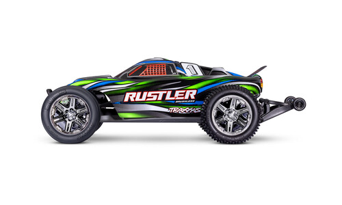 Traxxas Rustler 2WD BL-2S Stadium Truck - Green 37354-4GREEN Side