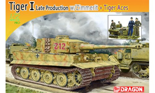 Dragon Pz.Kpfw.VI Ausf.E Tiger I Late Production w/Zimmerit + Tiger Aces 7440