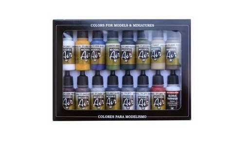 Vallejo Bulding Set 16 Colour Acrylic Airbrush Paint Set AV71192