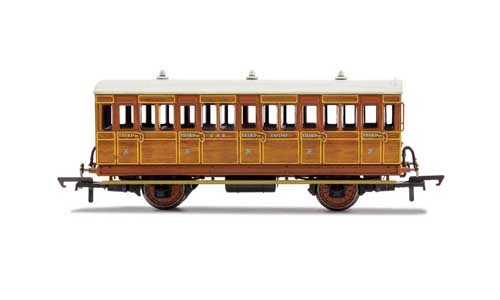 Hornby GNR, 4 Wheel Coach, 3rd Class, Fitted Lights, 1636 - Era 2 R40104