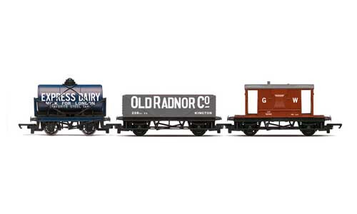 Hornby Triple Wagon Pack, Mixed Wagons with Brake Van - Era 3 R60047