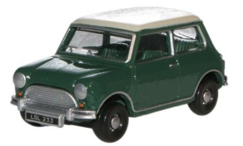 Oxford Diecast Almond Green/Old English White Austin Mini 76MN003