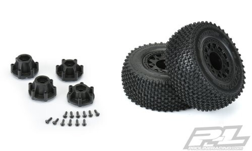 Pro-Line Racing Gladiator SC 2.2"/3.0" M3 (Soft) Off-Road Tires Mounted on Raid Black 6x30 Removable Hex Wheels (2) for Slash® 2wd & Slash® 4x4 Front or Rear 1169-12