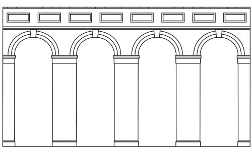 Hornby High Level Arched Retaining Walls x 2 (Red Brick) R7372