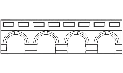 Hornby Low Level Arched Retaining Walls x2 (Red Brick) R7388