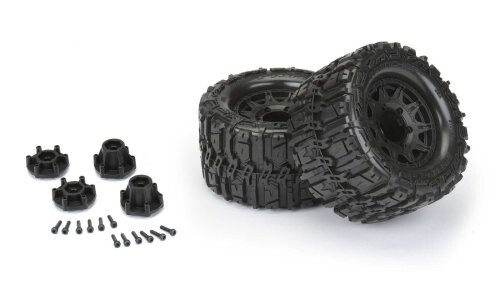 Pro-Line Racing 1/10 Trencher HP BELTED F/R 2.8" MT Tires Mounted 12mm Blk Raid (2) PR10168-10