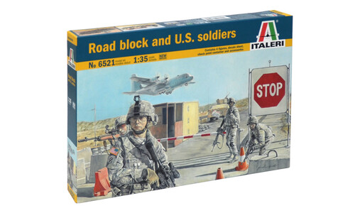 Italeri ROAD BLOCK AND U.S. SOLDIERS Plastic Model Kit 6521S