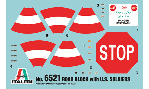 Italeri ROAD BLOCK AND U.S. SOLDIERS Plastic Model Kit 6521S