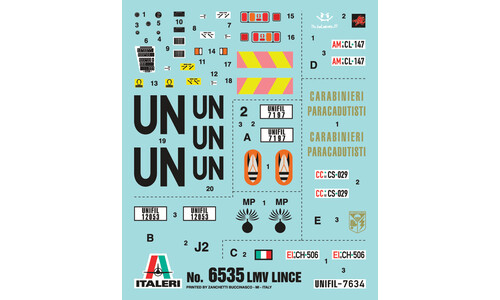 Italeri Lmv Lince United Nations Plastic Model Kit 6535S