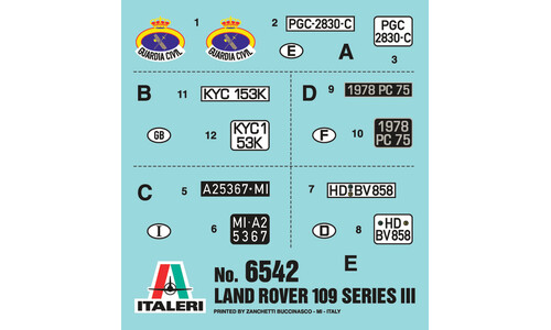 Italeri LAND ROVER SERIES III 109 "Guardia Civil" Plastic Model Kit 6542S