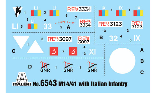 Italeri CARRO ARMATO M14/41 l SERIE with ITALIAN INFANTRY Plastic Model Kit 6543S