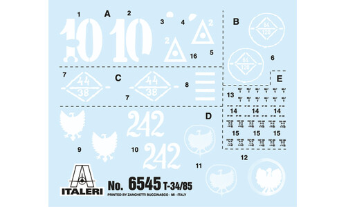 Italeri T34-85 Zavod 183 Mod. 1944 6545 decal