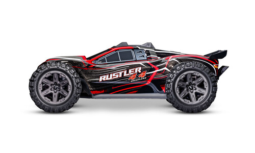 Traxxas Rustler 4X4 BL-2s 1/10 4WD Stadium Truck - Red 67164-4 RED Side